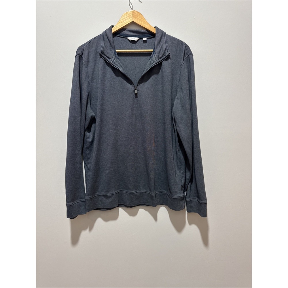 NWOT Calvin Klein Mens Blue 1/4 Zip Long Sleeve Pullover Sweater Size Medium